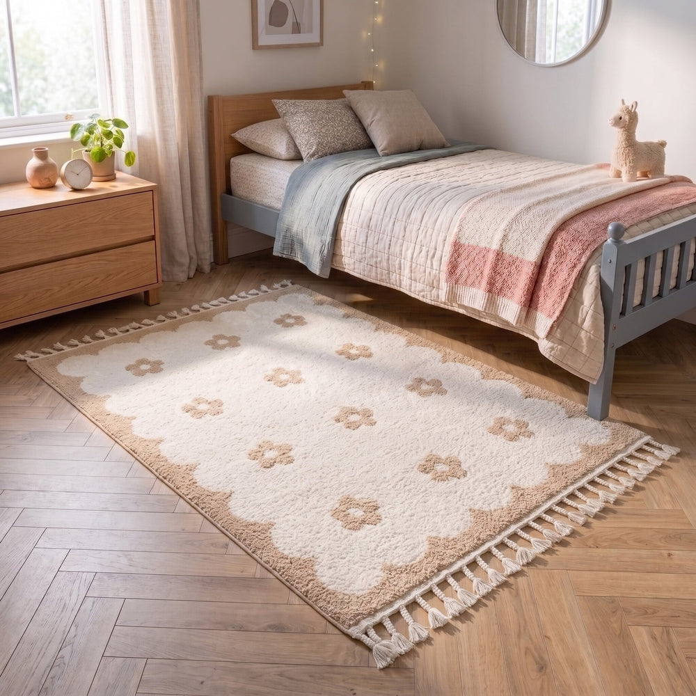 Washable children's rug - Moos Flower Creme