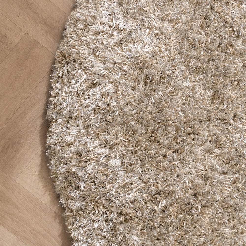 Round Shaggy Rug - Grace White