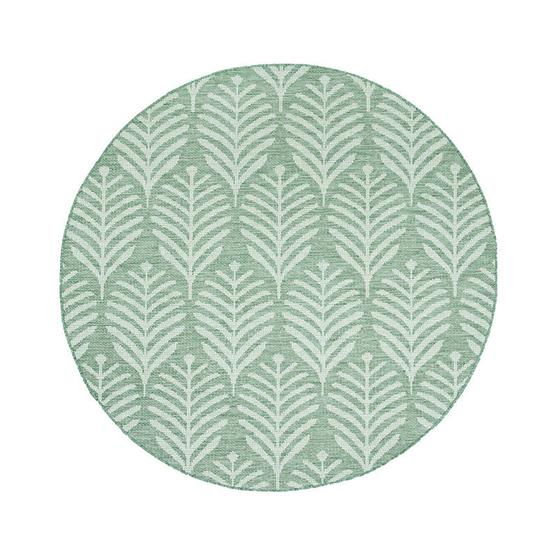 Round Outdoor Rug - Summer Leaves Green
