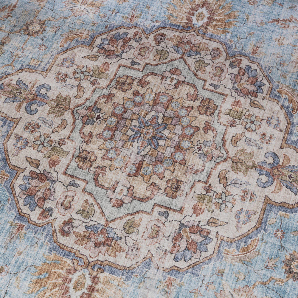 Round oriental rug - Leyla Medallion Light Blue