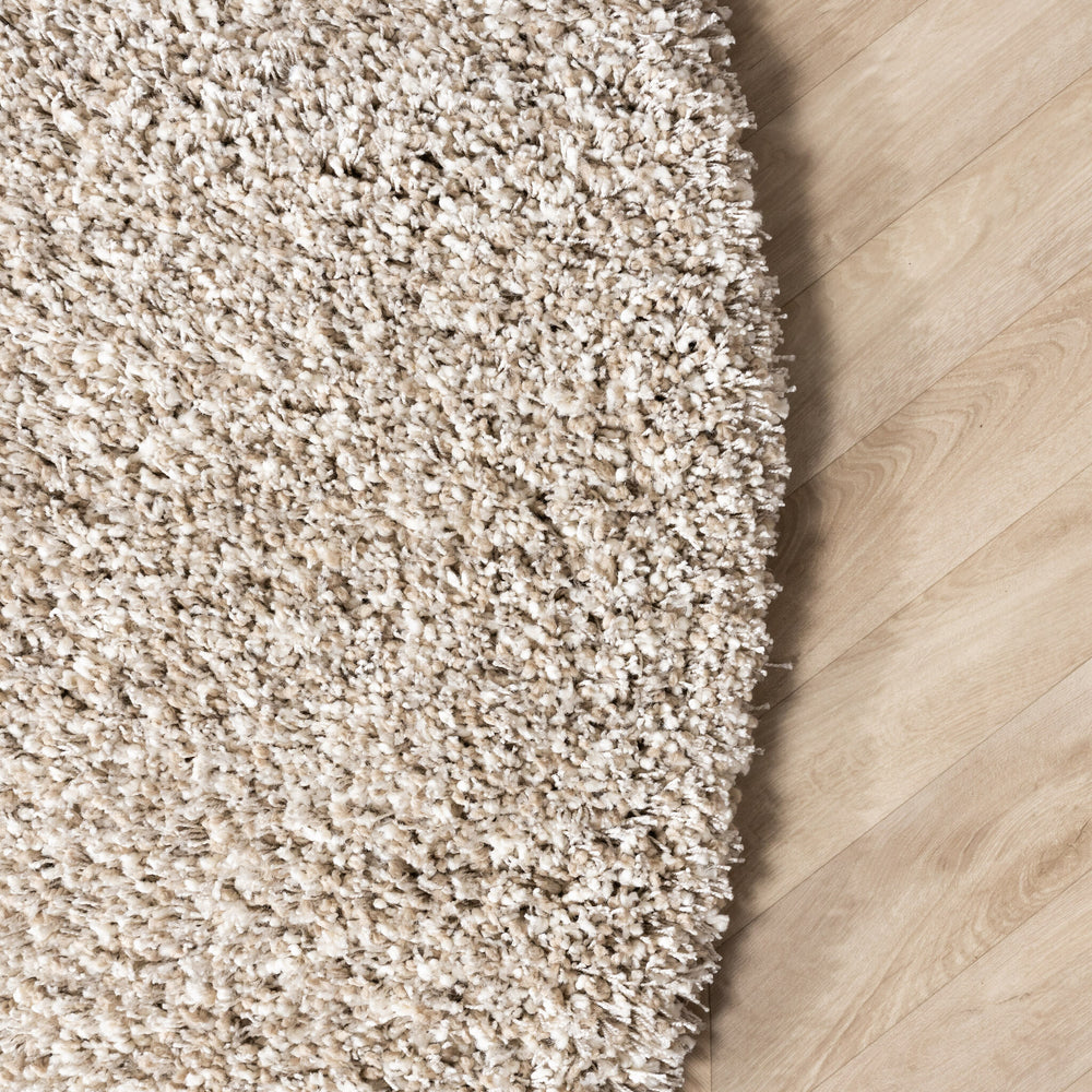 Round high-pile rug - Yves Beige