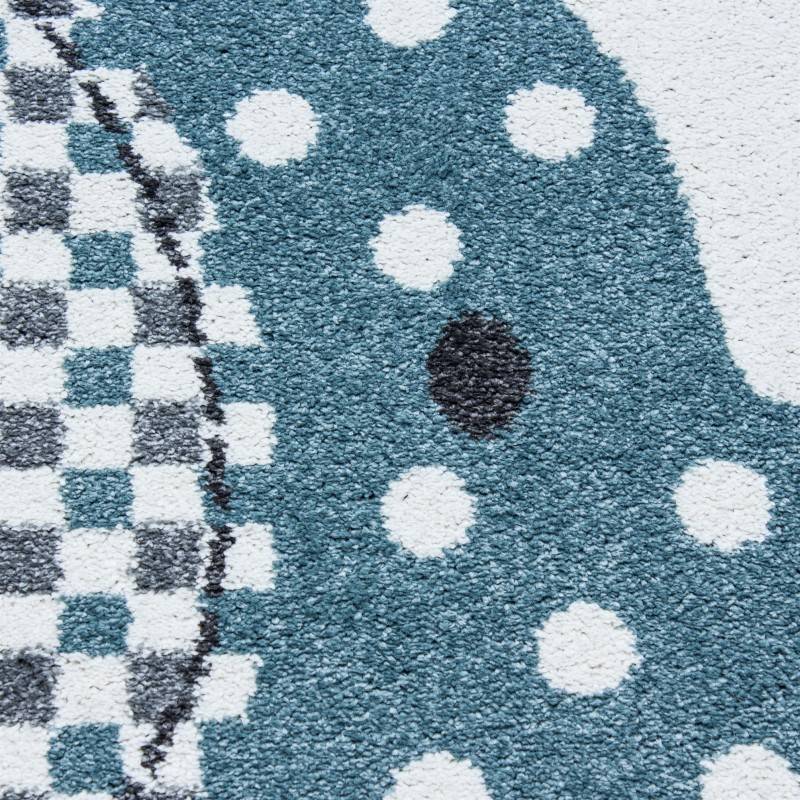 Round children's floor rug - Anna Elephant Umbrella Blue