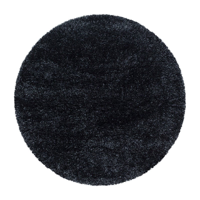 Round high pile floor rug - Blushy Black/Mottled