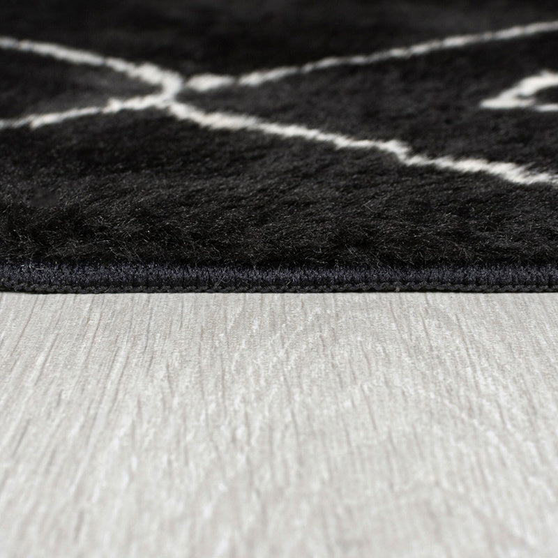 Berber floor rug - Furo Imran Black/Cream