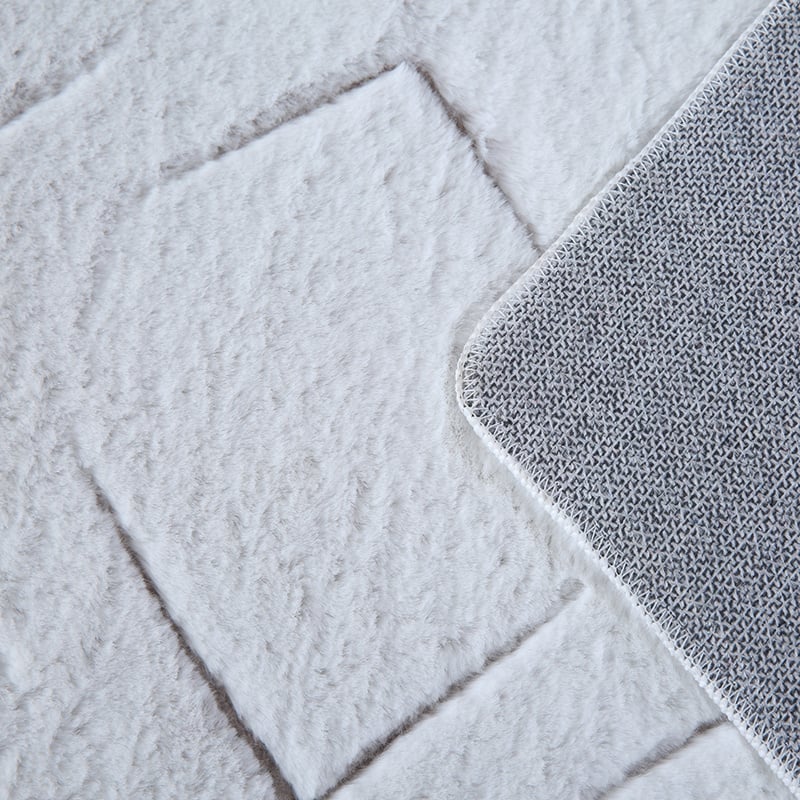 Soft geometric floor rug - Vellion Square White/Beige