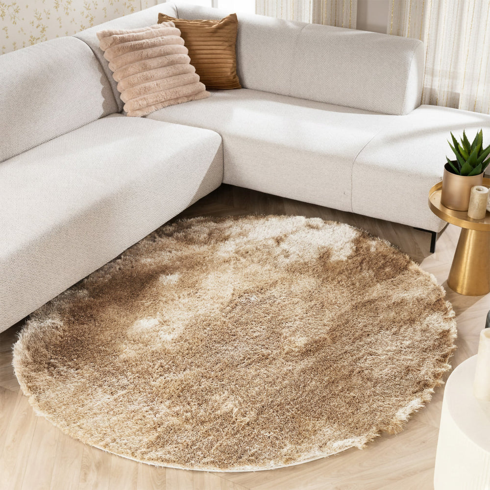 Round High Pile Rug - Glorious Champagne/Cream