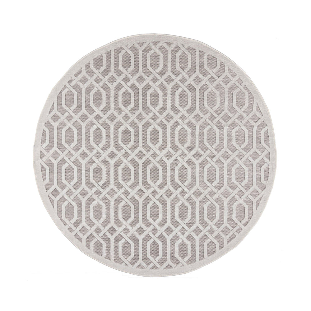 Round outdoor rug - Piatto Mataro Cream/White