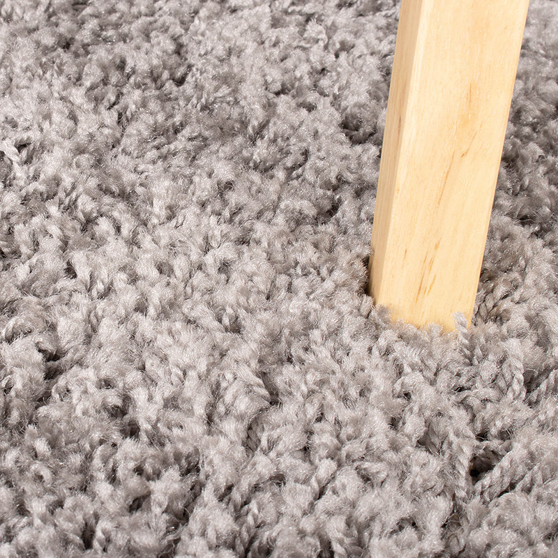 Round High Pile Rug - Solid Light Grey