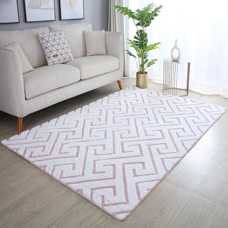 Soft geometric floor rug - Vellion Maze White/Pink