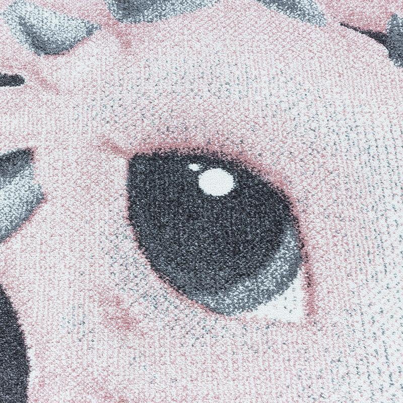 Round Children's Floor Rug - Fleurtje Dragon Pink