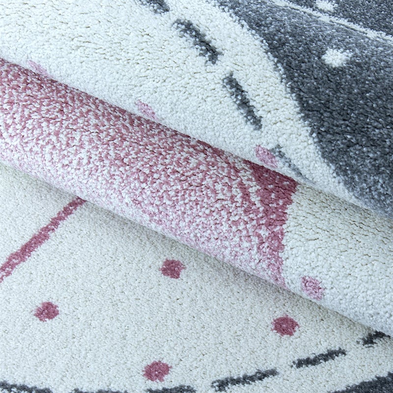 Round Children's Floor Rug - Amber Flamingo Pink