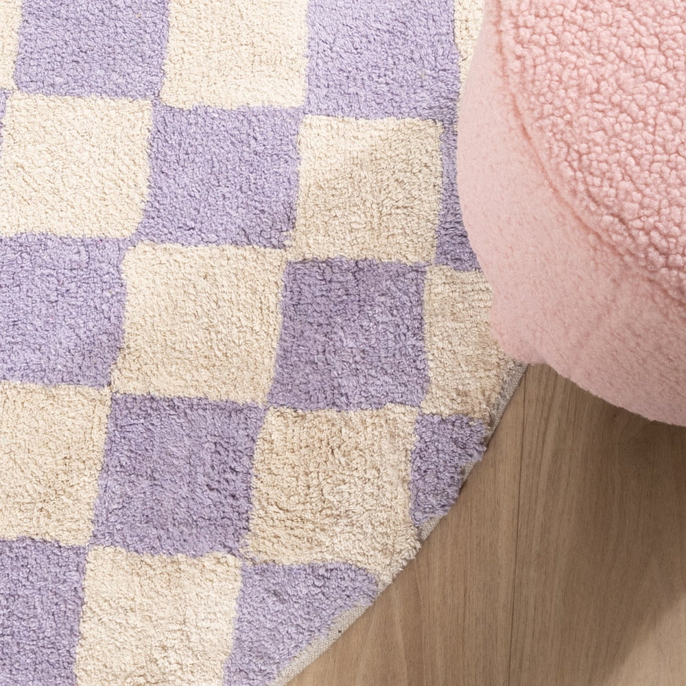Round Retro Rug - Gambit Lilac/White