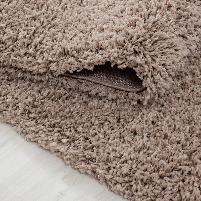 Round high-pile floor rug - Sade Beige