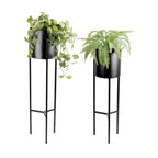 Metal planter on stand - Lily Black 2/set