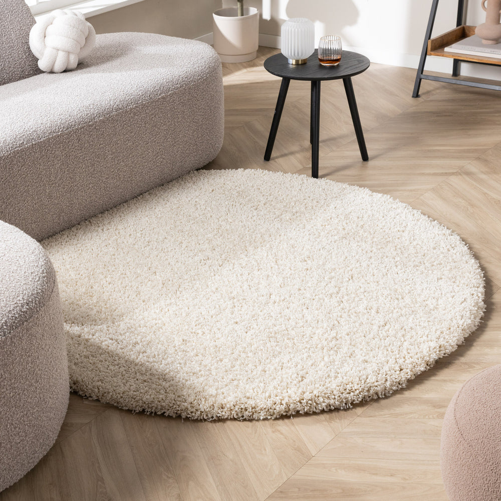 Round high-pile rug - Yves Cream