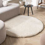 Round high-pile rug - Yves Cream