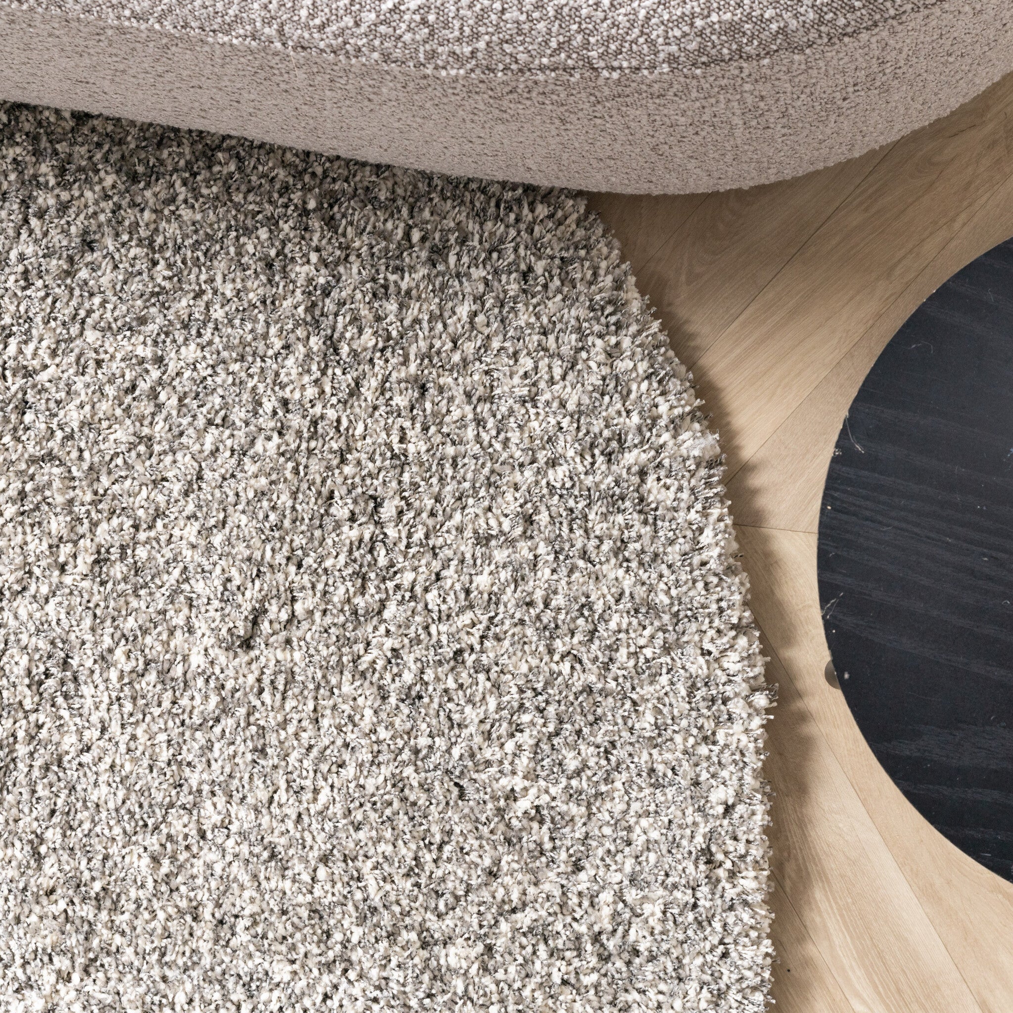 Round high-pile rug - Yves Light grey